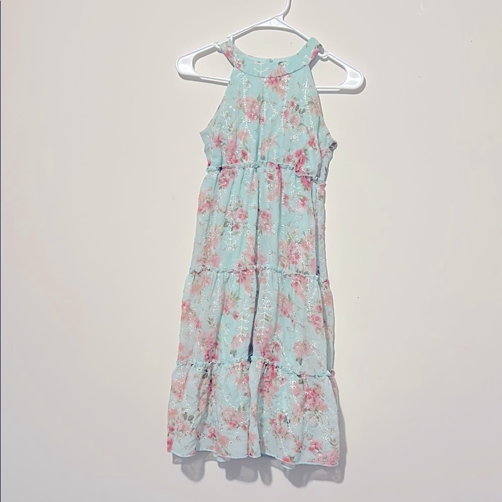 Green Tiered Ruched Halter Sundress